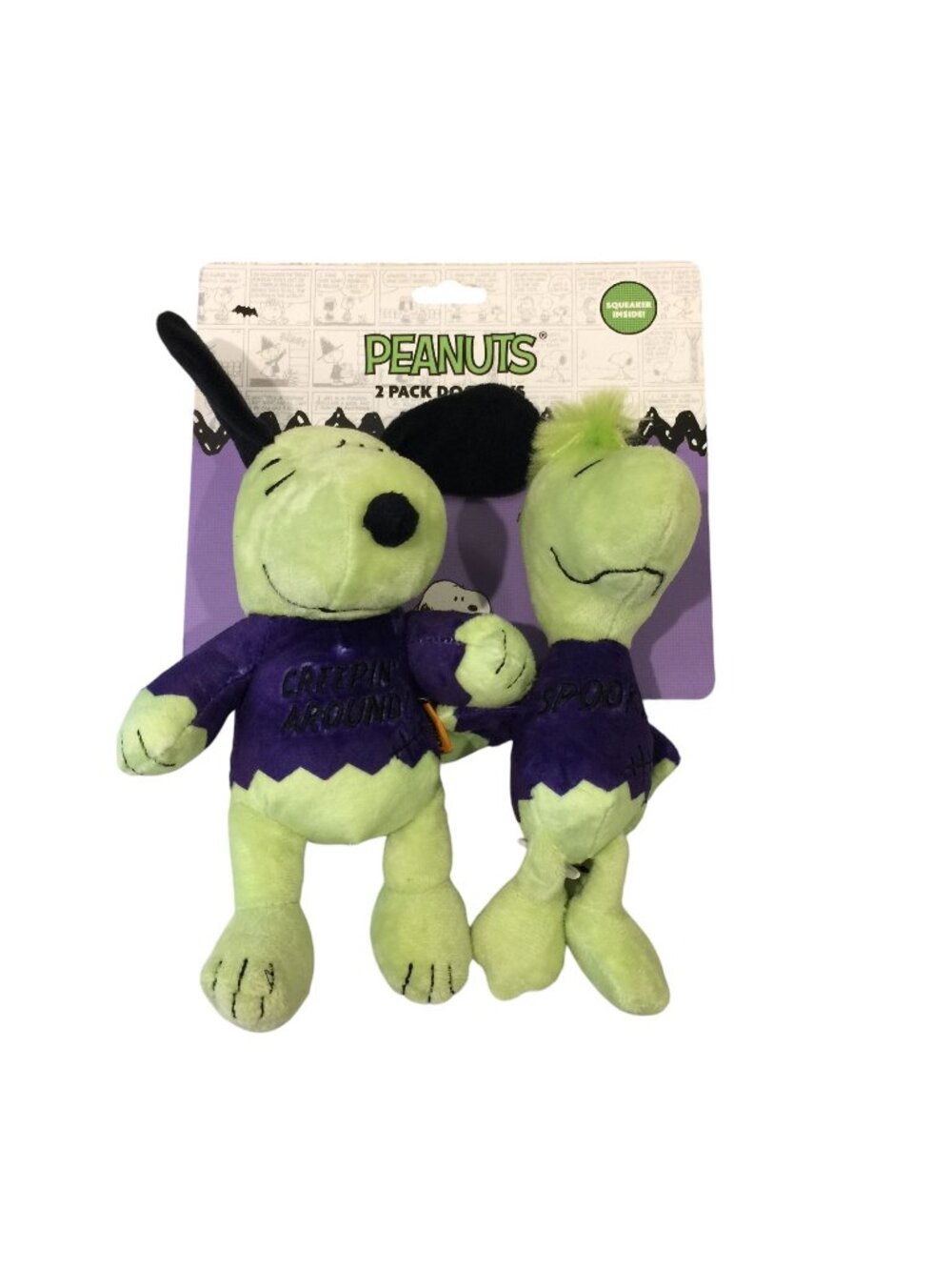 Peanuts Snoopy Woodstock Halloween Zombies Plush Squeak Crinkle Dog Toys